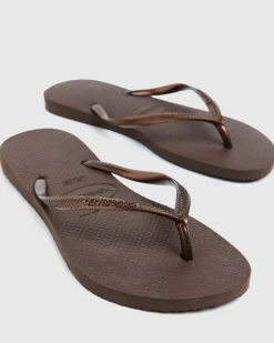 Slim Thongs Metallic Dark Brown