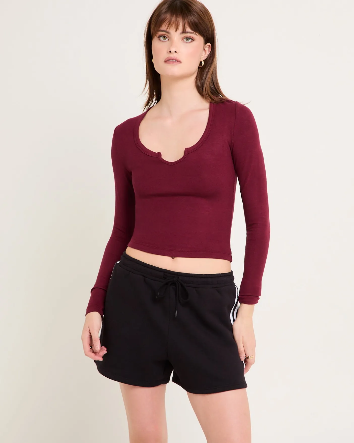 Slinky Scoop Neck Long Sleeve
