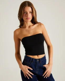 Slinky Strapless Top in Black