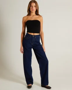 Slinky Strapless Top in Black
