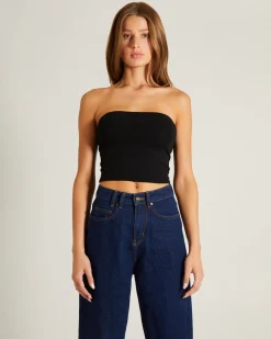 Slinky Strapless Top in Black