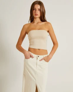 Slinky Strapless Top in Vintage Stone