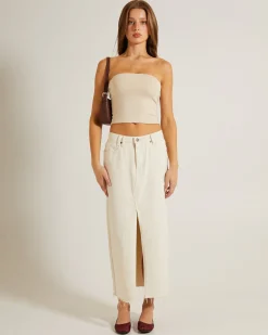 Slinky Strapless Top in Vintage Stone