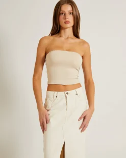Slinky Strapless Top in Vintage Stone