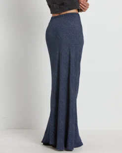 Slip Maxi Skirt in Mini Spot Navy