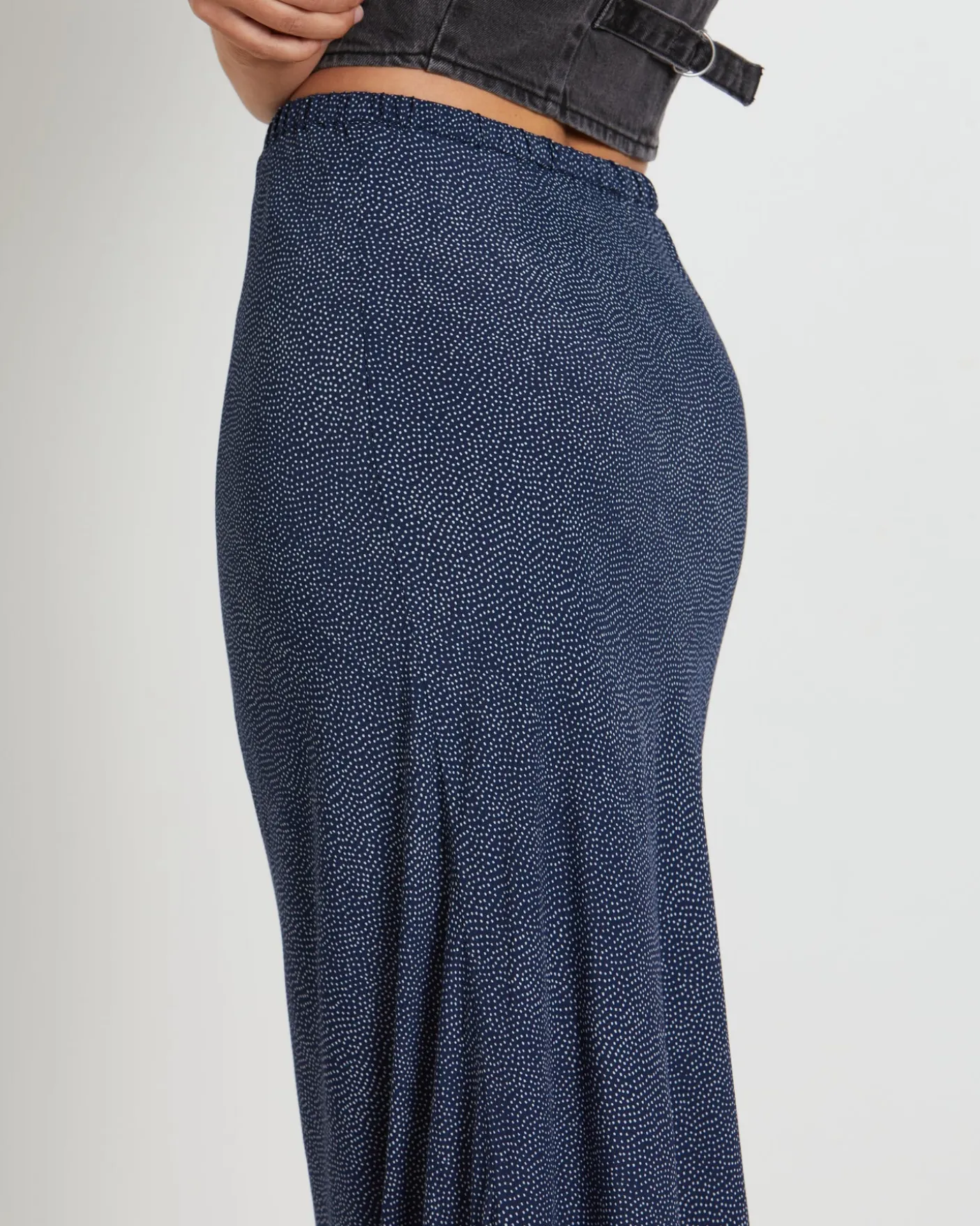Slip Maxi Skirt in Mini Spot Navy