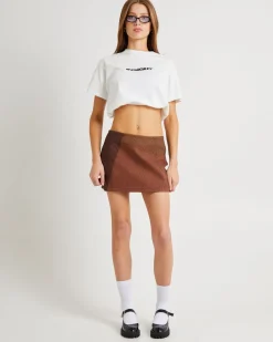 Splice PU Distressed Mini Skirt