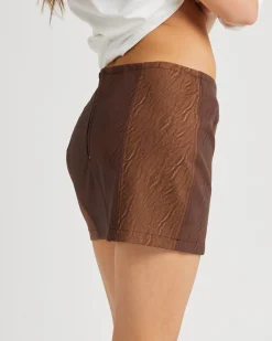 Splice PU Distressed Mini Skirt