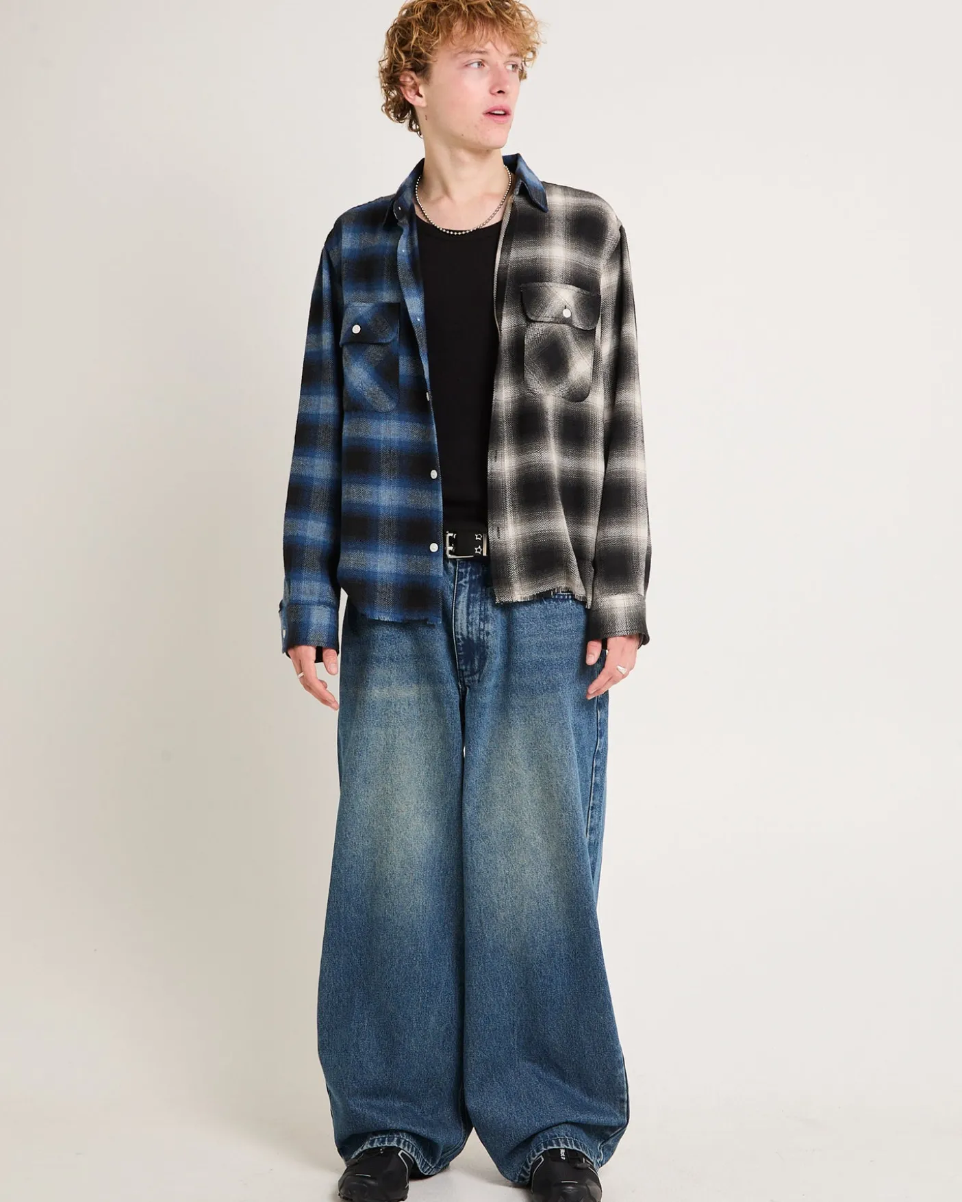 Split Flannel Long Sleeve Shirt