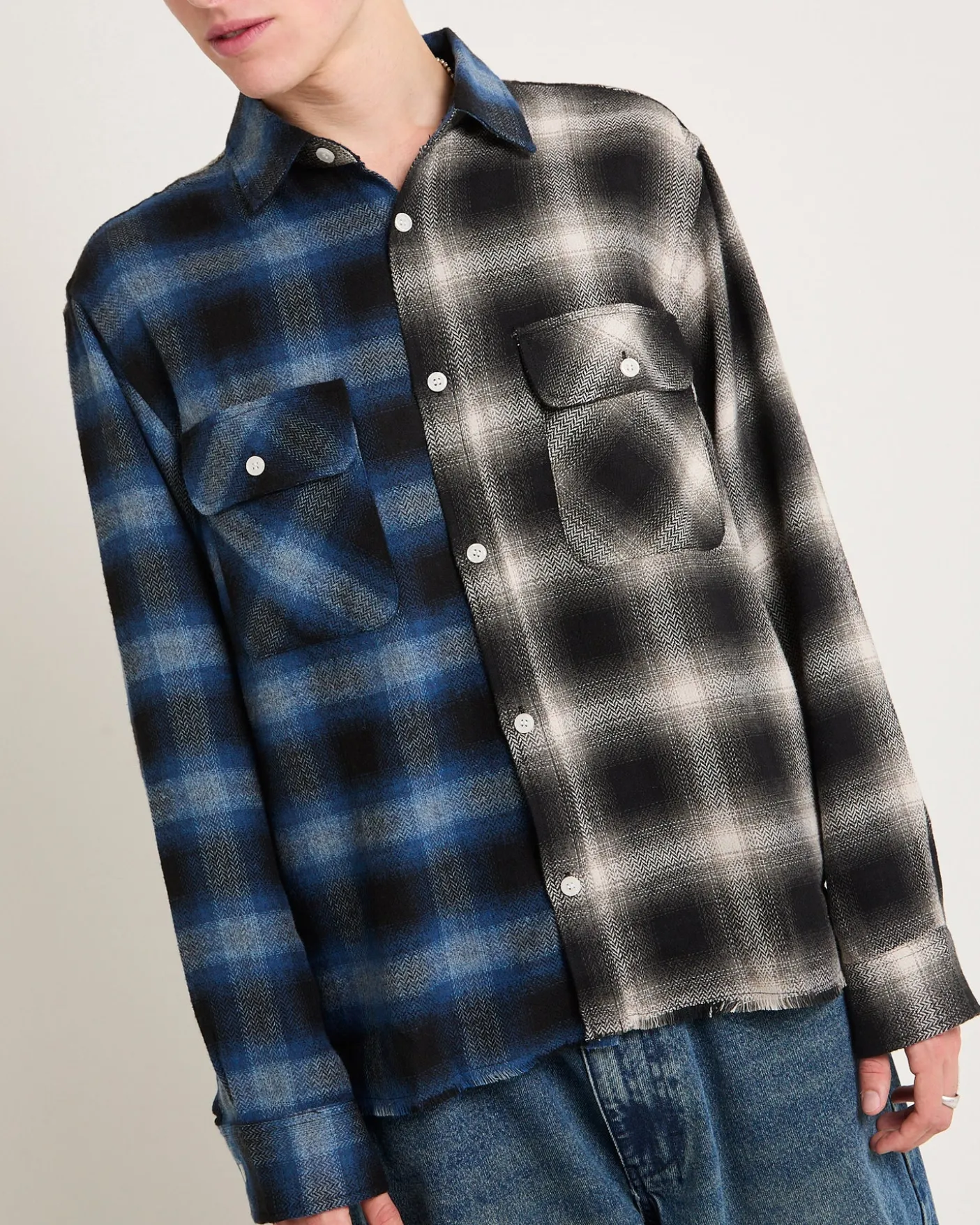 Split Flannel Long Sleeve Shirt