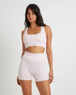 Sports Cross Back Crop Top in Ballet Pink