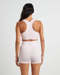 Sports Cross Back Crop Top in Ballet Pink