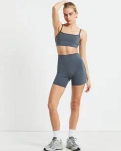Sports Strappy Crop Top in Charcoal Grey