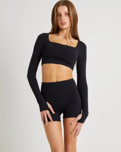 Square Neck Seam Long Sleeve Top