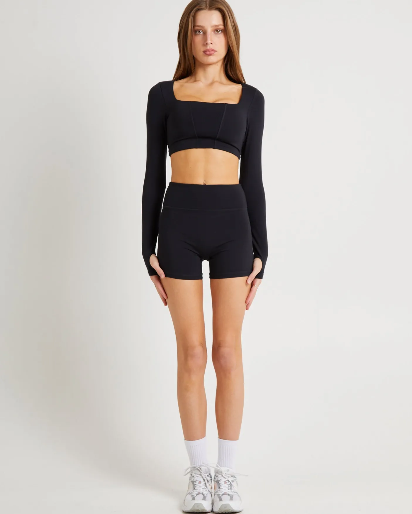Square Neck Seam Long Sleeve Top