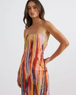 St Barts Strapless Maxi Dress in Multi