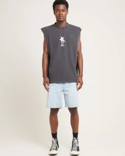Statue Recycled Sleeveless Tee Stone Black