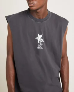 Statue Recycled Sleeveless Tee Stone Black