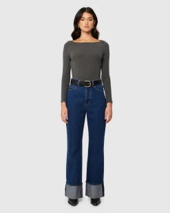 Stevie Relaxed Denim Jeans Deep Blue