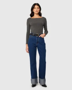 Stevie Relaxed Denim Jeans Deep Blue