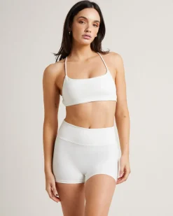 Stringy Cross Back Crop Top in White