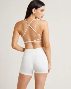 Stringy Cross Back Crop Top in White