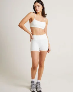 Stringy Cross Back Crop Top in White