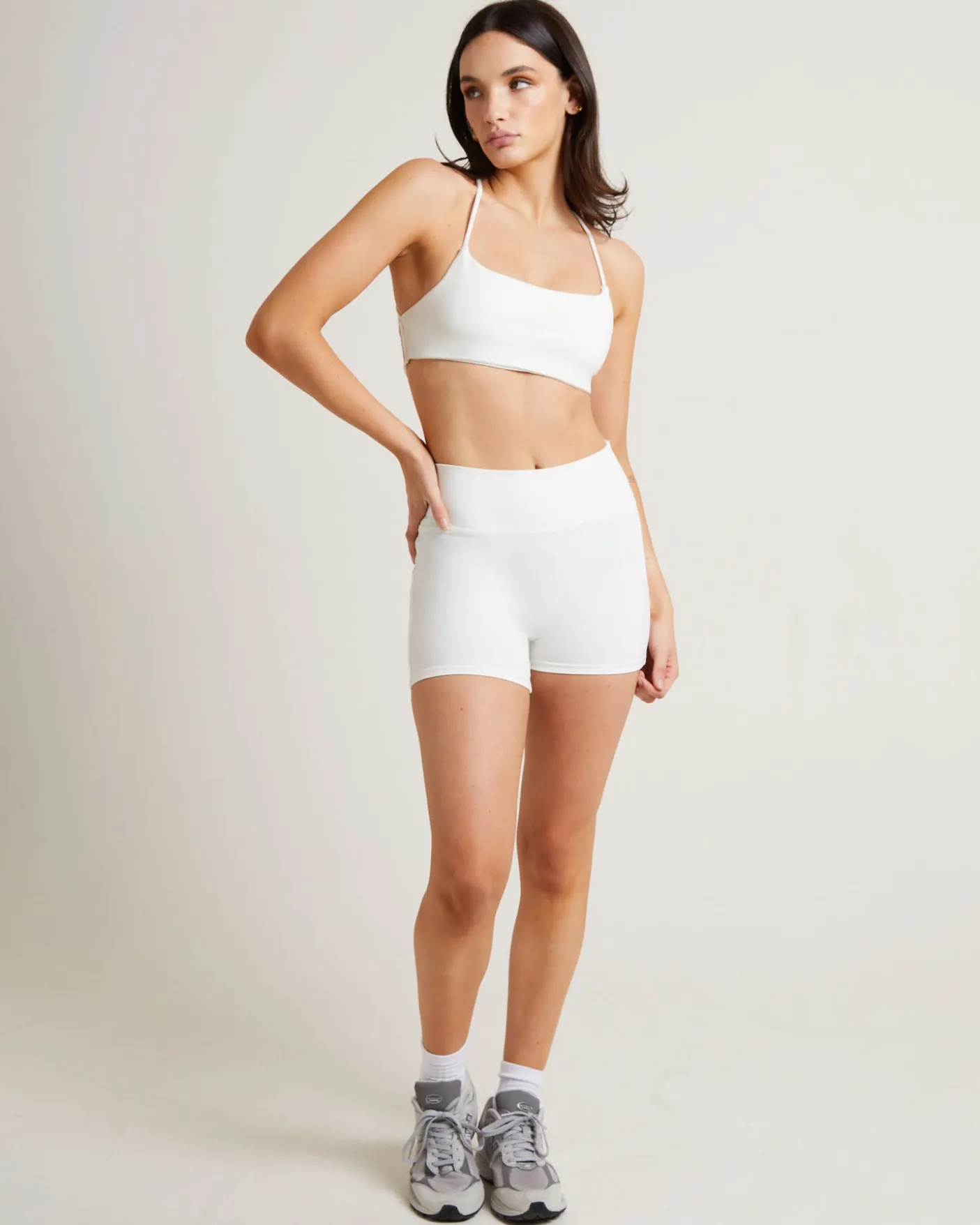 Stringy Cross Back Crop Top in White