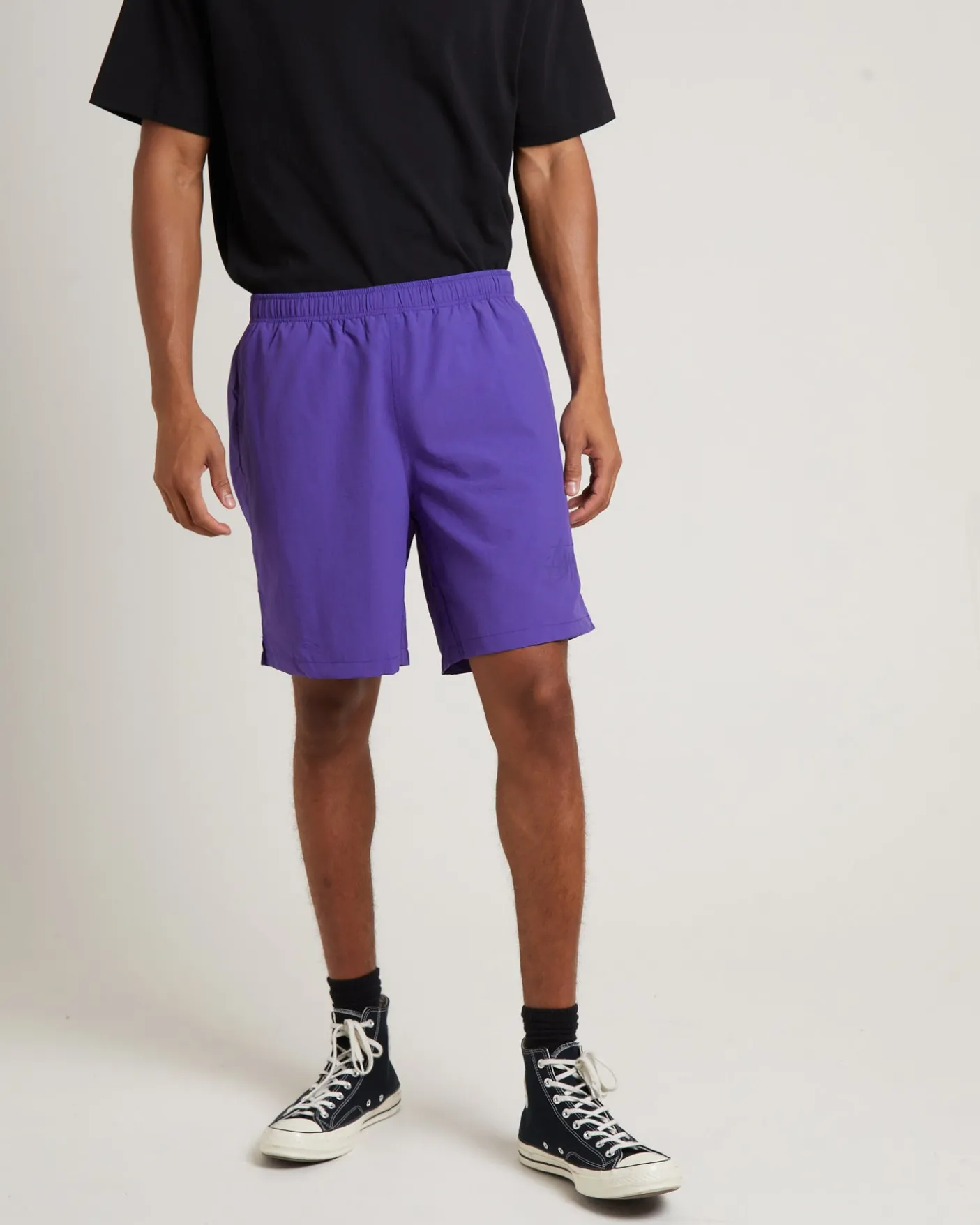 Stussy Big Stock Nylon Shorts in Purple