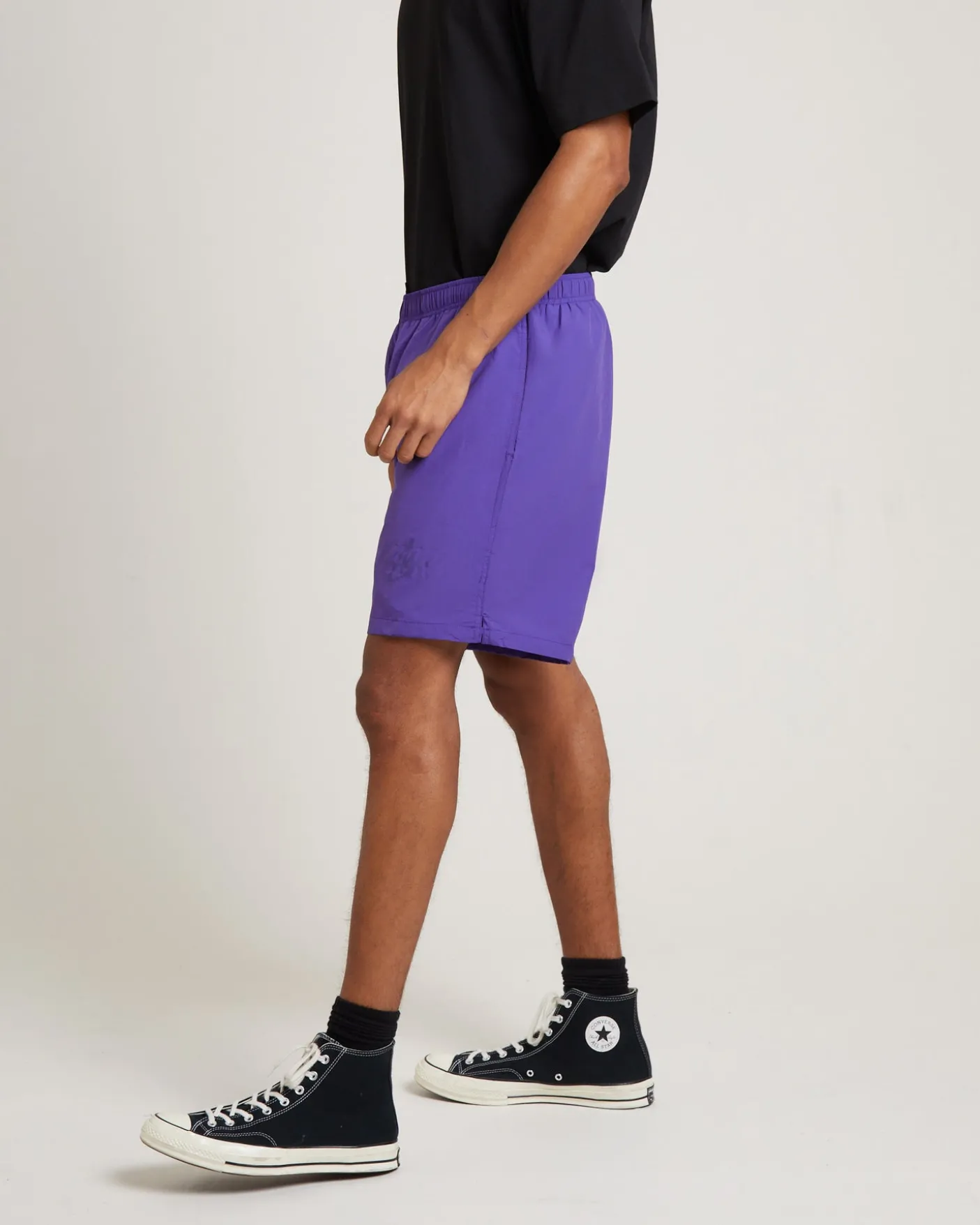 Stussy Big Stock Nylon Shorts in Purple