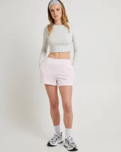 Subtitled Pull On Fleece Shorts in Ballet Pink