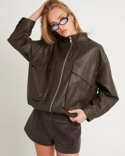 Suki Funnel Faux Suede Neck Jacket