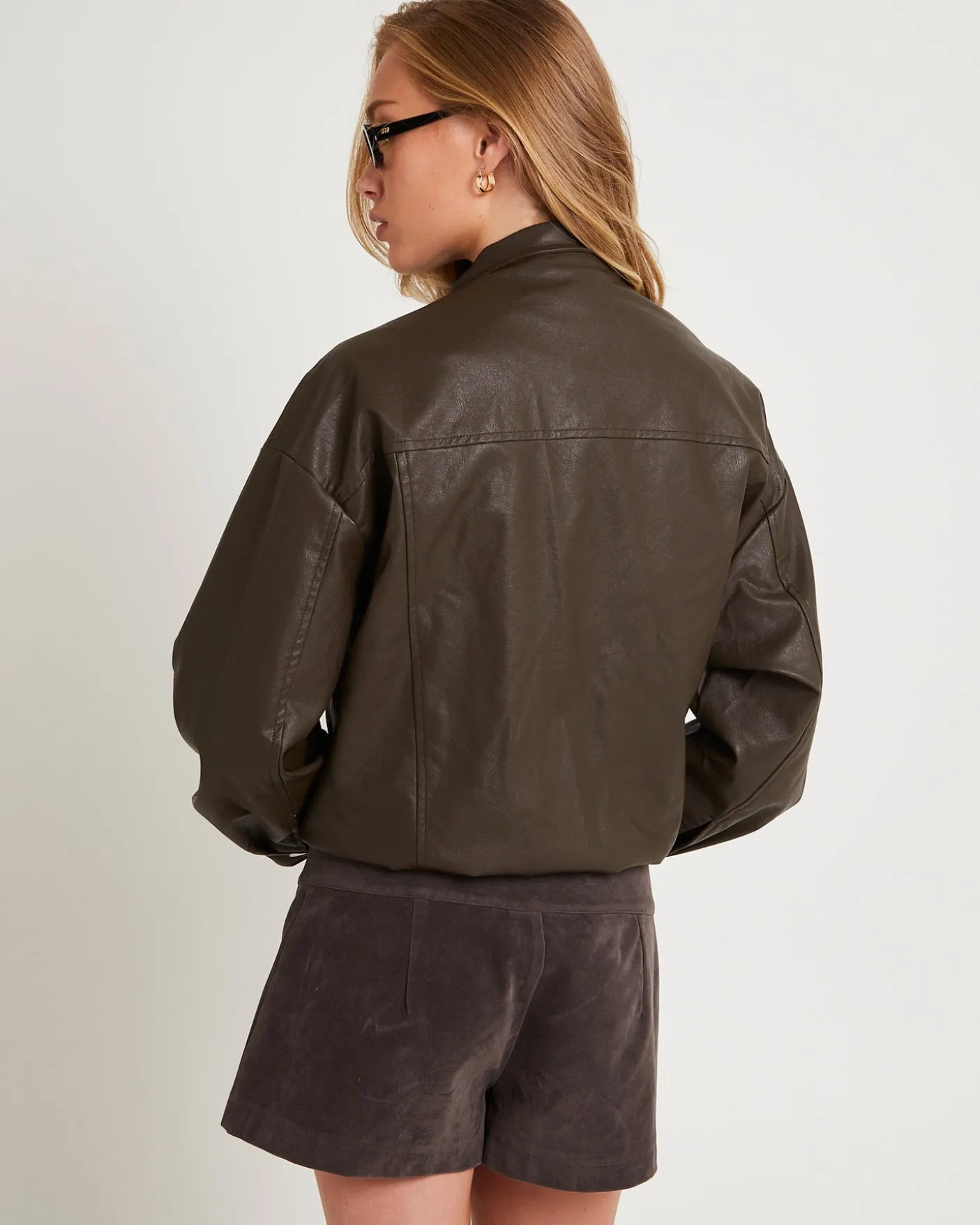 Suki Funnel Faux Suede Neck Jacket