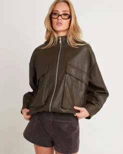 Suki Funnel Faux Suede Neck Jacket