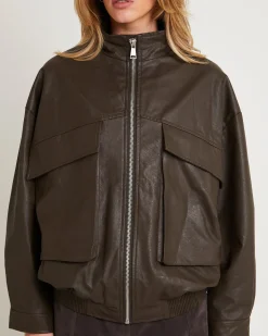 Suki Funnel Faux Suede Neck Jacket