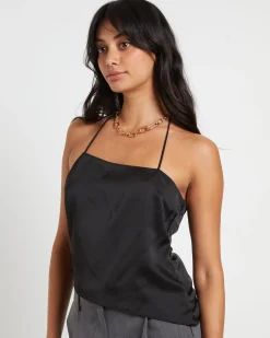 Suki Silky Asymmetric Top in Black