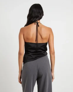 Suki Silky Asymmetric Top in Black
