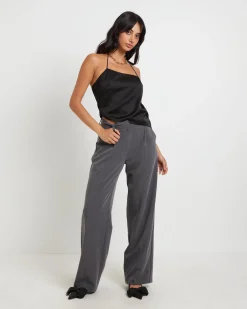 Suki Silky Asymmetric Top in Black