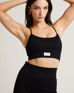 T Back Seamless Sports Bra in Black