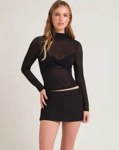 Tae Twist Detail Mesh Turtleneck