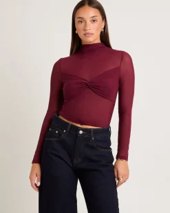 Tae Twist Detail Mesh Turtleneck