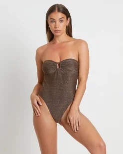 Tahnee Lurex One Piece Swim in Chocolate Brown