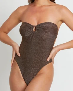 Tahnee Lurex One Piece Swim in Chocolate Brown