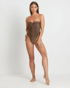 Tahnee Lurex One Piece Swim in Chocolate Brown