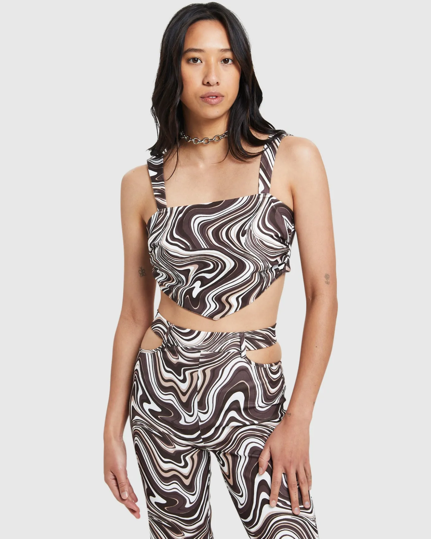 Tammy Swirl Prt Tie Back Bodice