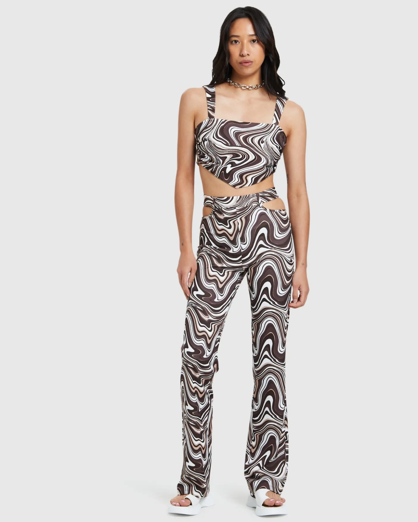 Tammy Swirl Prt Tie Back Bodice