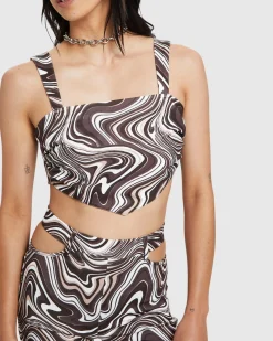 Tammy Swirl Prt Tie Back Bodice