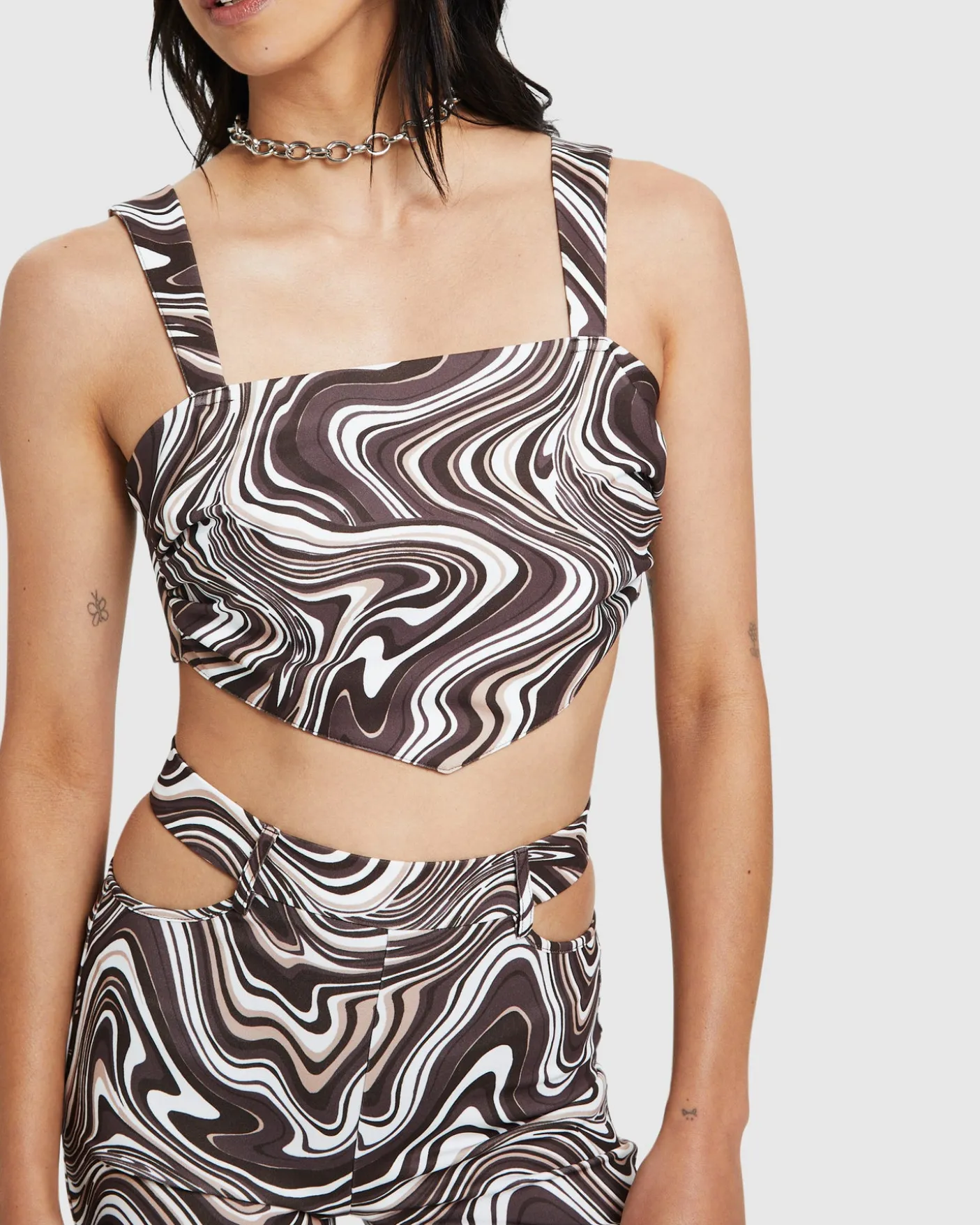 Tammy Swirl Prt Tie Back Bodice