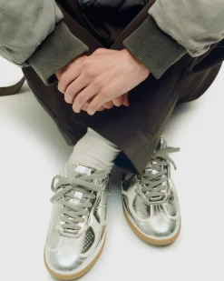 Tb.490 Rife Shimmer Silver Cream Leather Sneakers