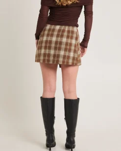 Teagan Wrap Check Mini Skirt